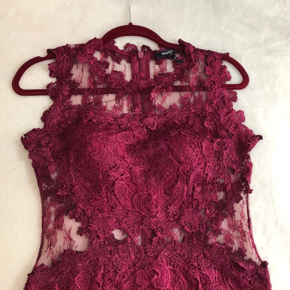 Soieblu Dresses & Skirts - Red lace dress, high neck, lace